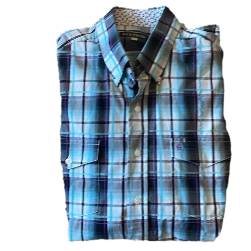 Stetson Mens XL Plaid Western Style Shirt - Picture 2 of 6